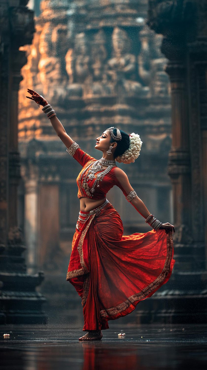 Performer in red costume